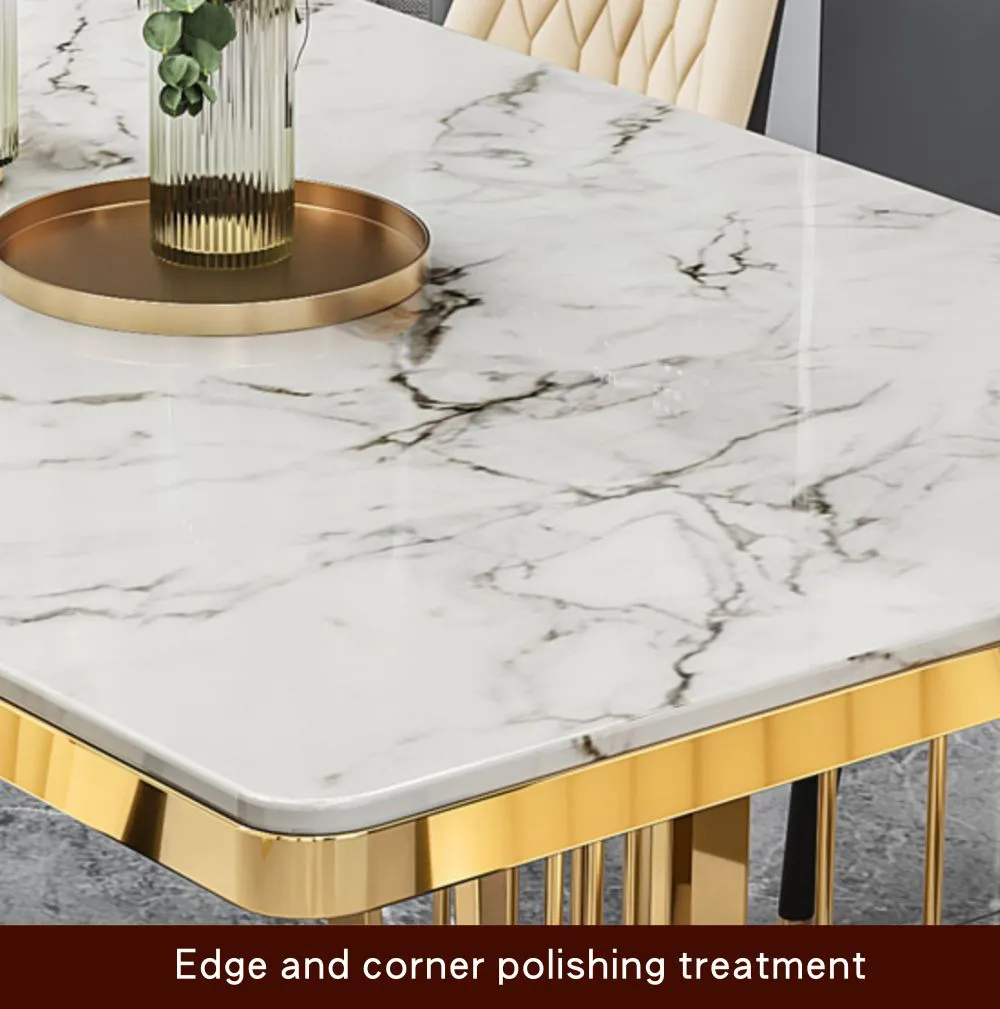 premium stainless steel marble dining table